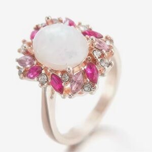 NEW Elegant Pink and Silver Gemstone Ring